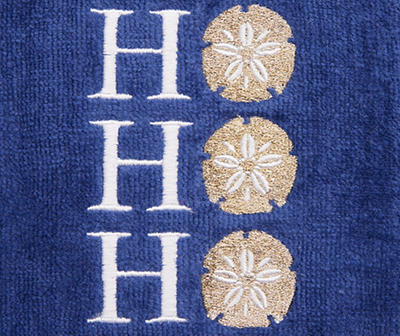 "Ho Ho Ho" Twilight Blue Embroidered Hand Towel
