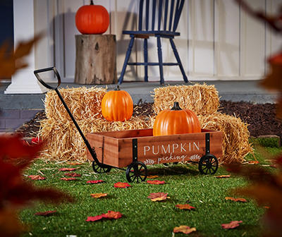 "Pumpkin Picking" Wood Wagon Decor