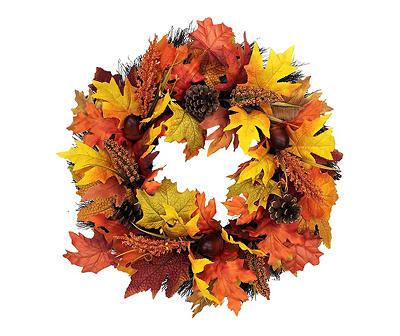 22" Maple, Acorn & Heather Wreath