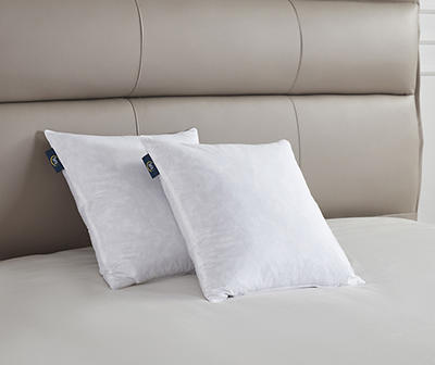 White Medium-Firm Cotton-Feather Square Pillow, 2-Pack