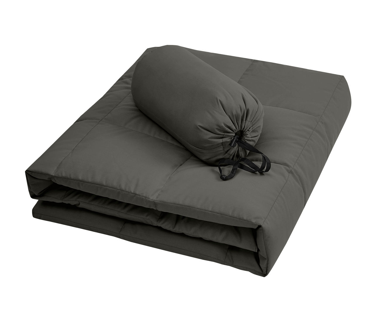 Storm Gray Down-Filled Box-Quilt Packable Throw