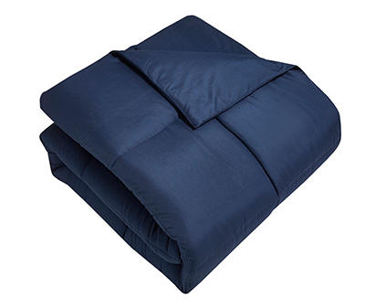 Navy Down Alternative Box-Quilt Twin Microfiber Comforter
