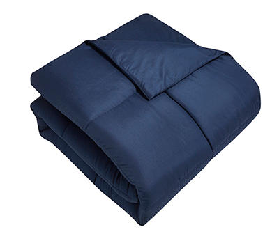 Navy Down Alternative Box-Quilt Full/Queen Microfiber Comforter