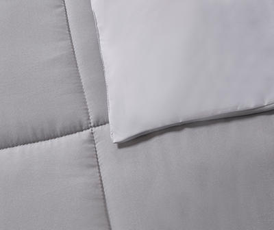 Platinum & White Down-Alternative Box-Quilt Reversible Full/Queen Comforter