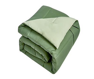 Olive & Sage Down-Alternative Box-Quilt Reversible King Comforter