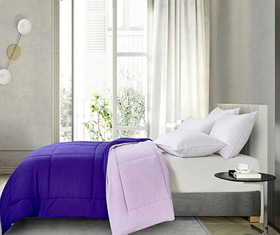 Purple & Violet Down-Alternative Box-Quilt Reversible King Comforter