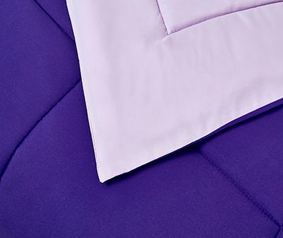 Purple & Violet Down-Alternative Box-Quilt Reversible King Comforter