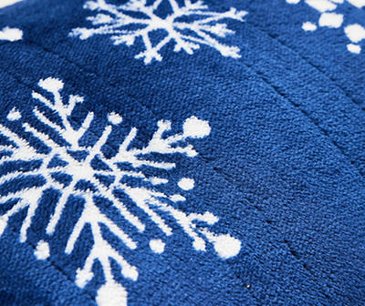 Blue Snowflake Silky Flannel Electric Heated Throw