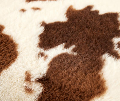 Brown & White Cow Print Faux Fur Throw, (50" x 60")