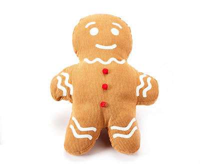 Brown Gingerbread Man Shaped Throw Pillow