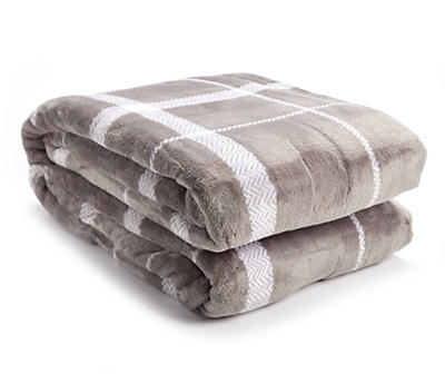 Gray & White Plaid Twin/Full Velvet Plush Blanket