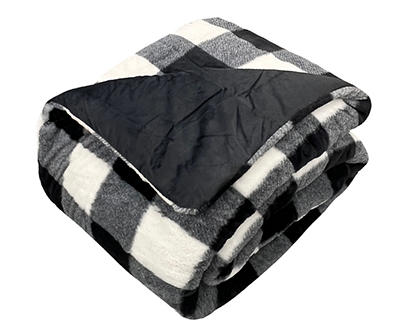 Black & White Buffalo Check Faux Fur Full/Queen Comforter