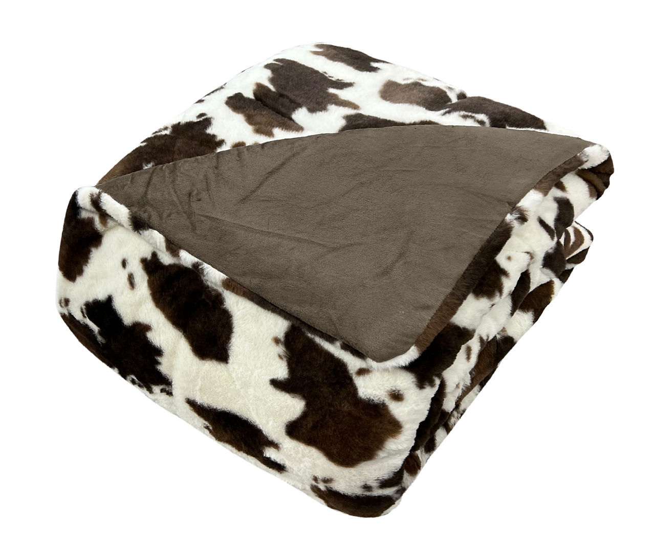 Broyhill Cream Brown Cow Print Faux Fur Full Queen Comforter Big Lots