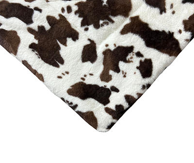 Cream & Brown Cow Print Faux Fur King Comforter