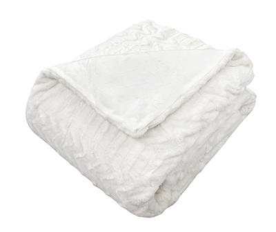 White Chevron Stripe Faux Fur King Comforter