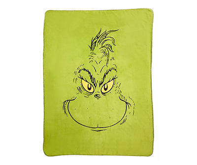 The Grinch Green Grinch Face Sherpa Throw, (46" x 60")