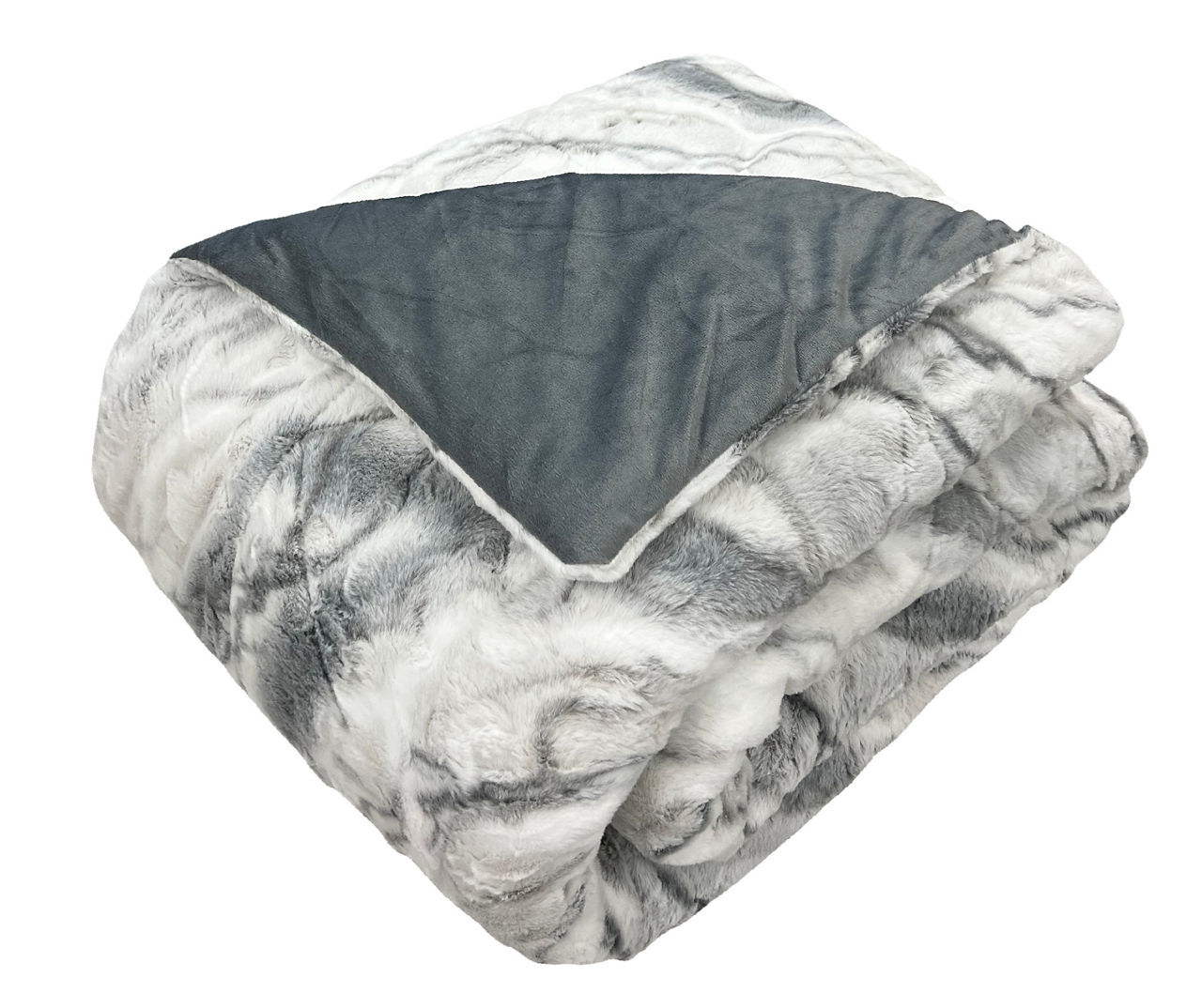 Broyhill Gray Marble Print Faux Fur Full/Queen Comforter Big Lots
