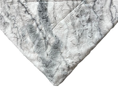 Gray Marble Print Faux Fur King Comforter
