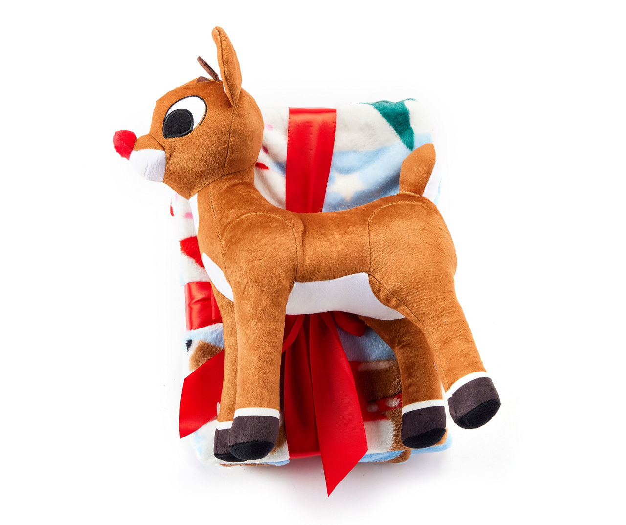 Rudolph Blue & White Stripe Throw & Hugger Pillow, (40" x 50")