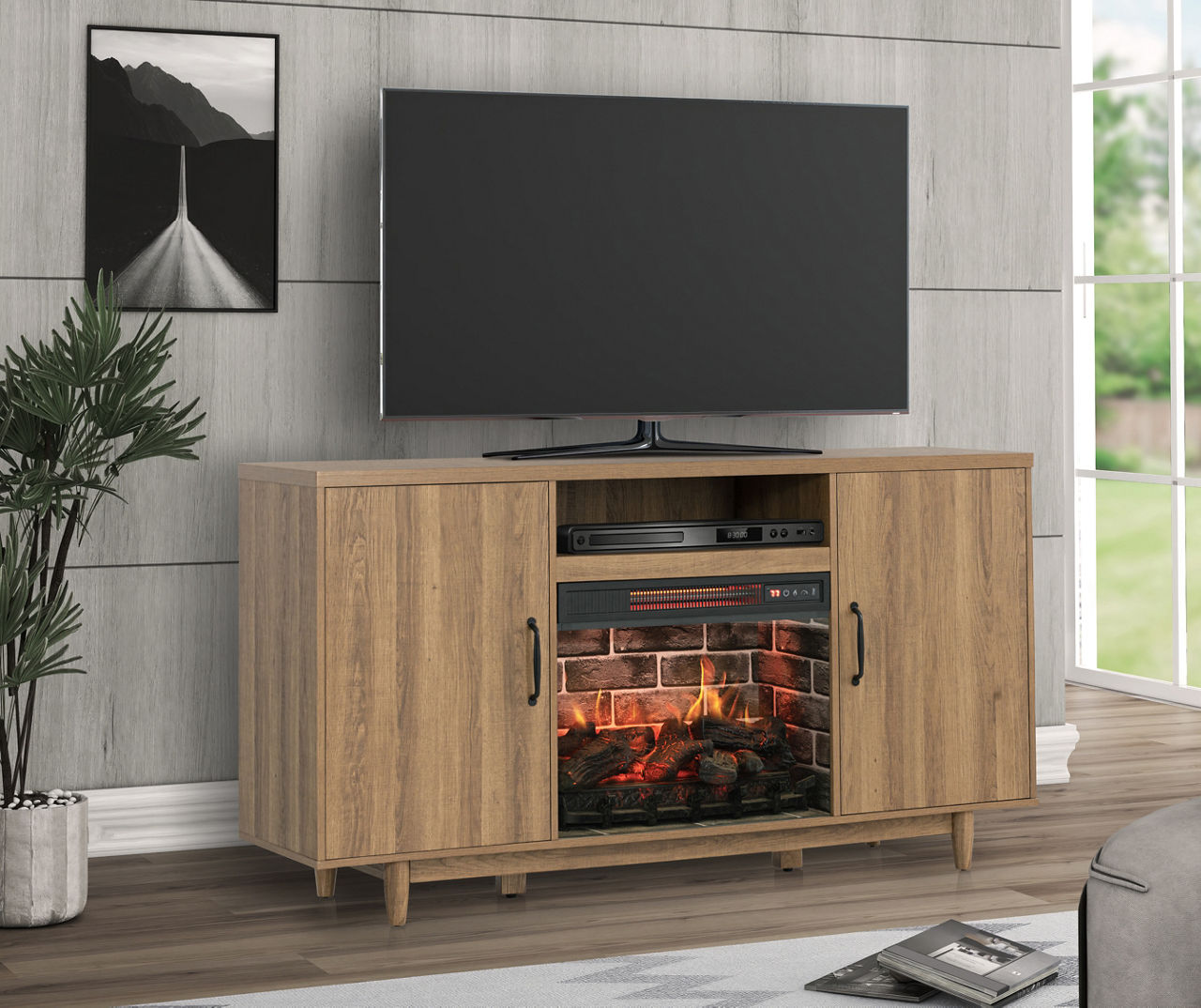 Grey fireplace tv stand deals big lots