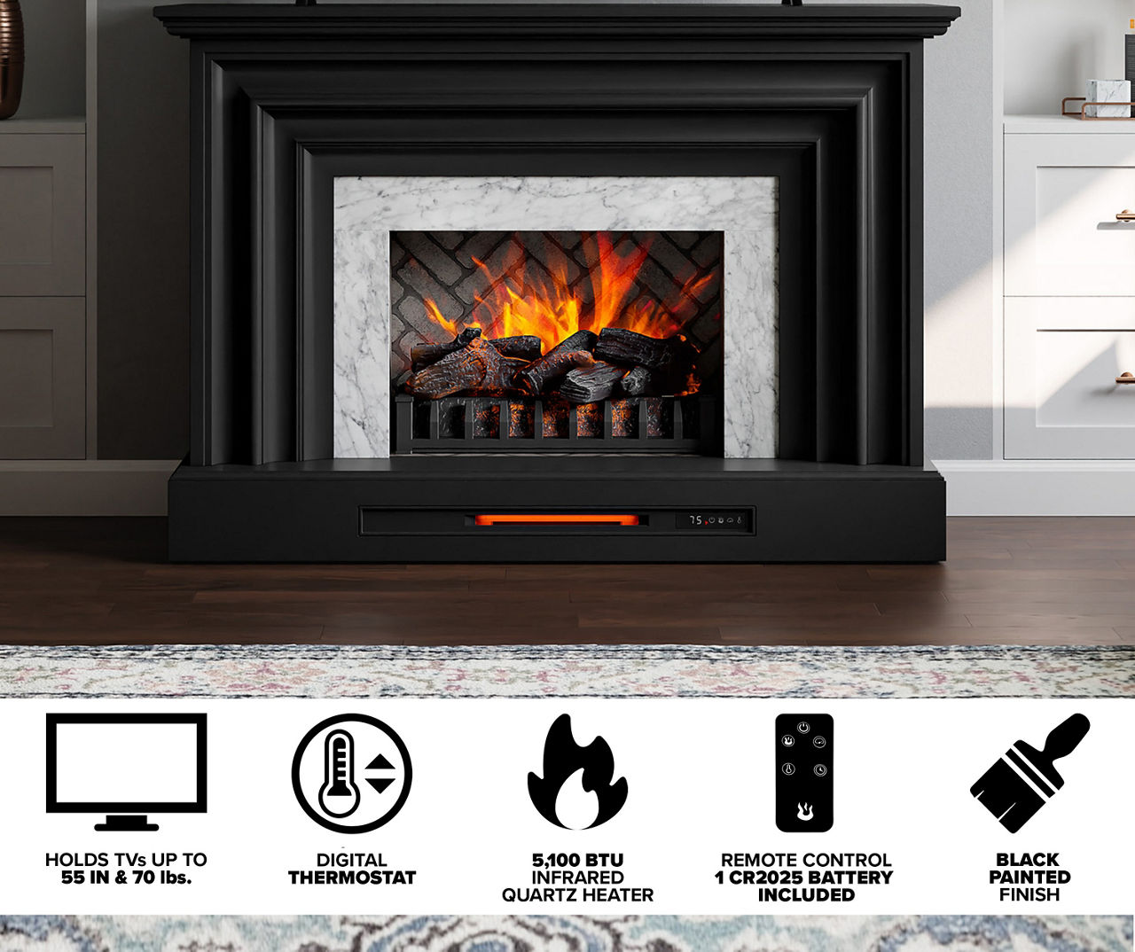 Electric fireplace console deals black