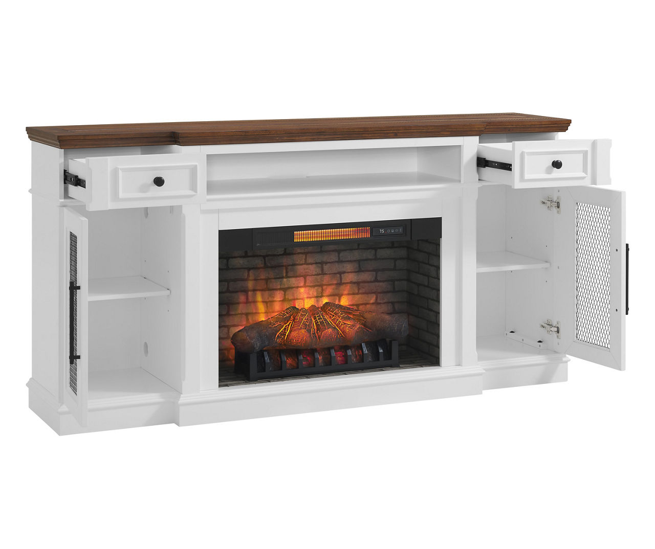 60 white console on sale fireplace big lots