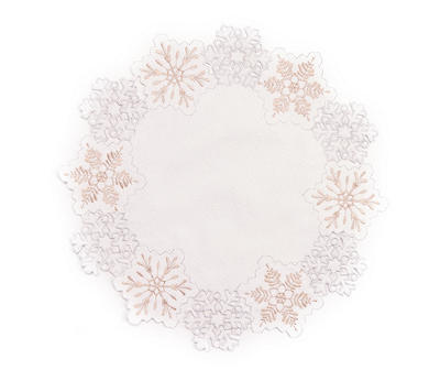 Frosted Forest White Embroidered Cutout Snowflake Placemat