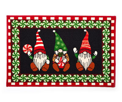 Green & Red Holiday Gnomes Kitchen Rug, (30
