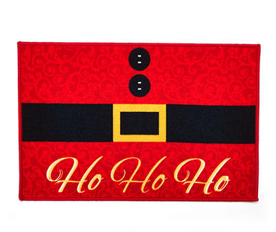 "Ho Ho Ho" Red Santa Buckle Kitchen Rug, (30" x 20")