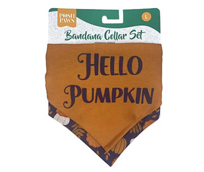 Pet Large "Hello Pumpkin" 3-Piece Bandana Collar Set