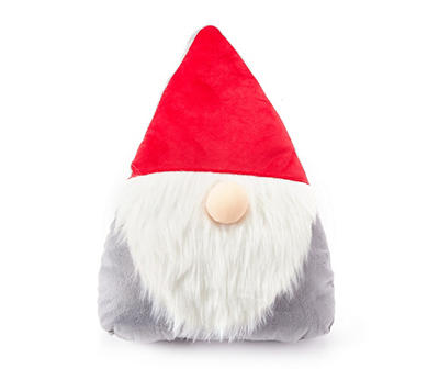 Gray & Red Gnome Shaped Throw Pillow