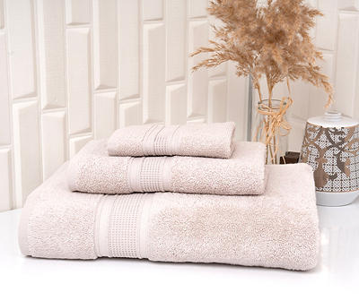 Beige Single-Band Turkish Cotton Bath Towel