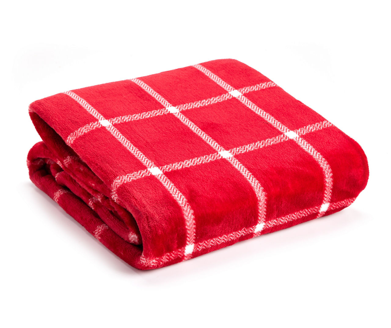 Broyhill Red & White Windowpane Plaid Velvet Throw, (50" x 60") Big Lots
