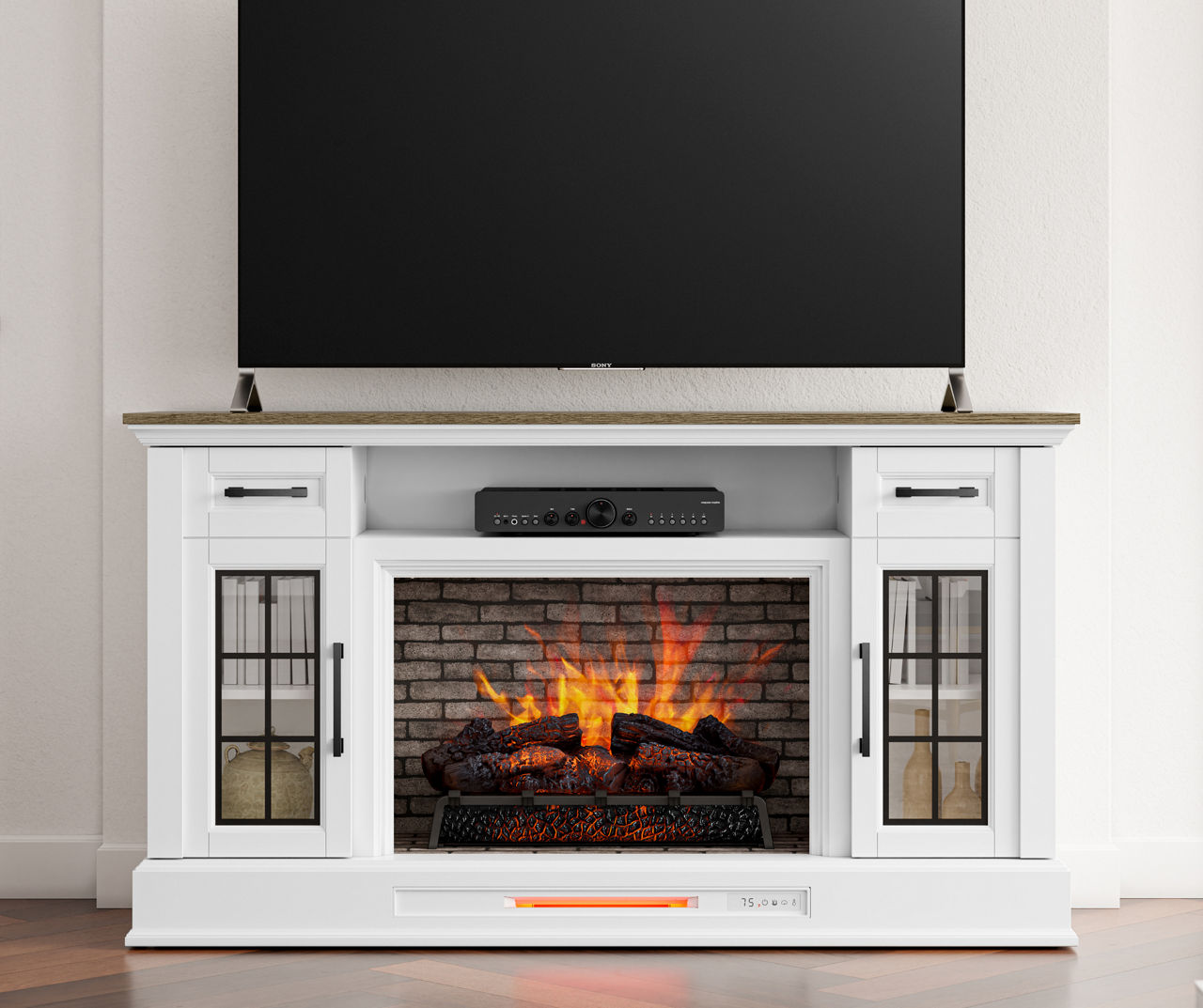 Gray electric fireplace on sale big lots