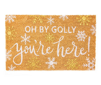 Frosted Forest "Oh My Golly" Gold Coir Doormat