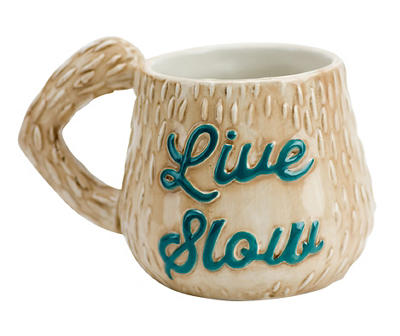 "Live Slow" Sloth Figural Ceramic Mug, 18 Oz.