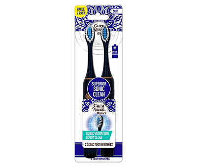 Superior Sonic Clean Battery Powered Toothbrush, 2-Pack