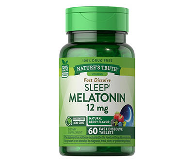 Melatonin Berry Flavor 12mg Tablets, 60-Count