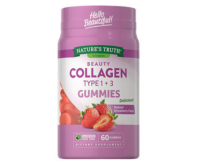 Collagen Type 1 + 3 Strawberry Gummies, 60-Count