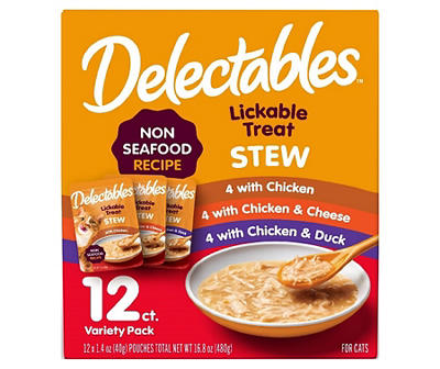Delectables Non-Seafood Stew Lickable Cat Treat Variety Pack, 12-Count