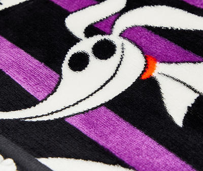 Purple & Black Stripe Jack & Oogie Boogie Man Sherpa Throw, (46" x 60")
