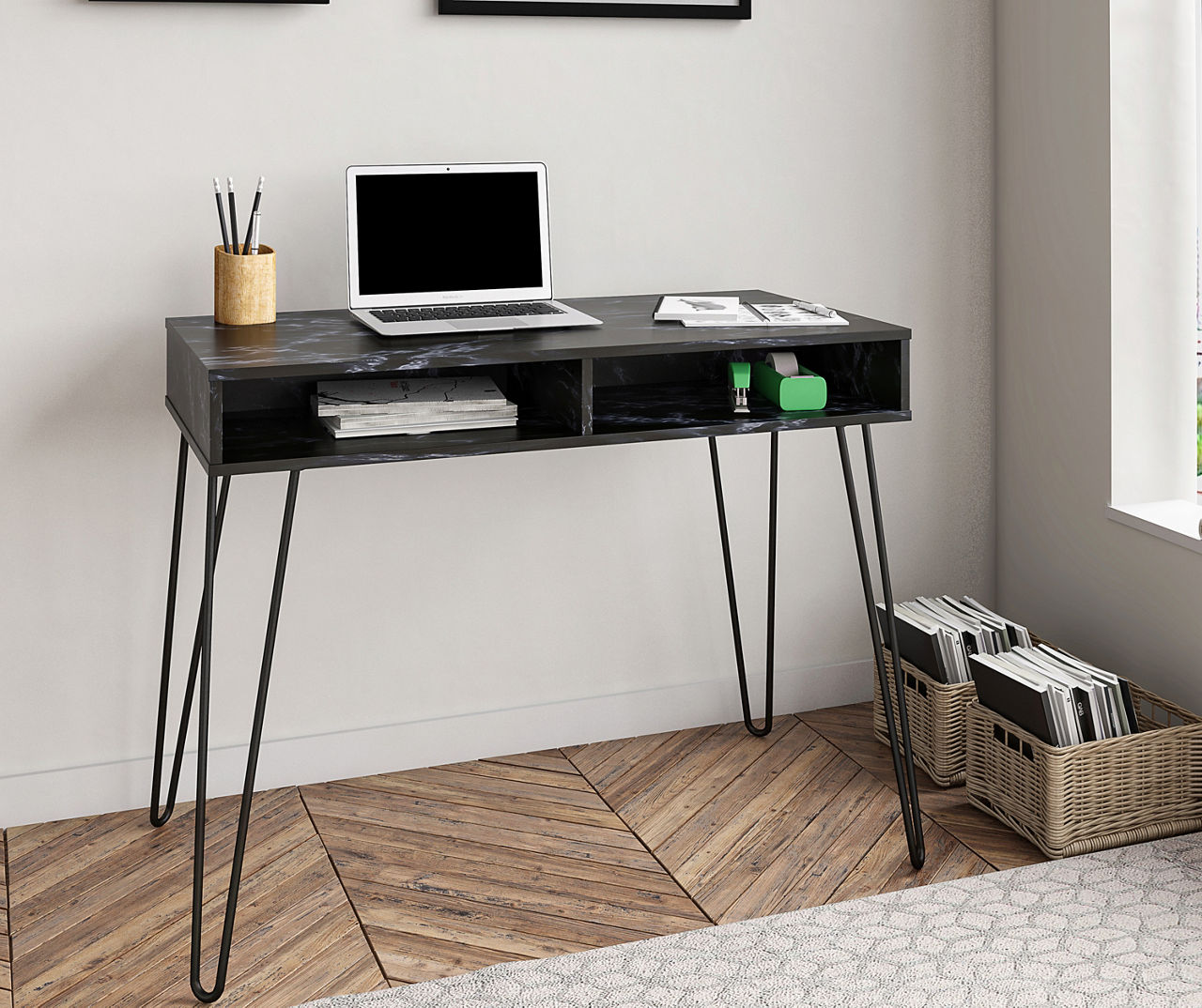 Novogratz Novogratz Athena Faux Marble 2-Cubby Computer Desk Novogratz Novogratz Athena Faux Marble 2-Cubby Computer Desk