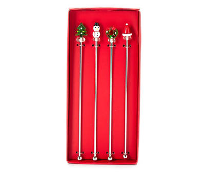 Christmas Drink Stirrers, 4-Pack