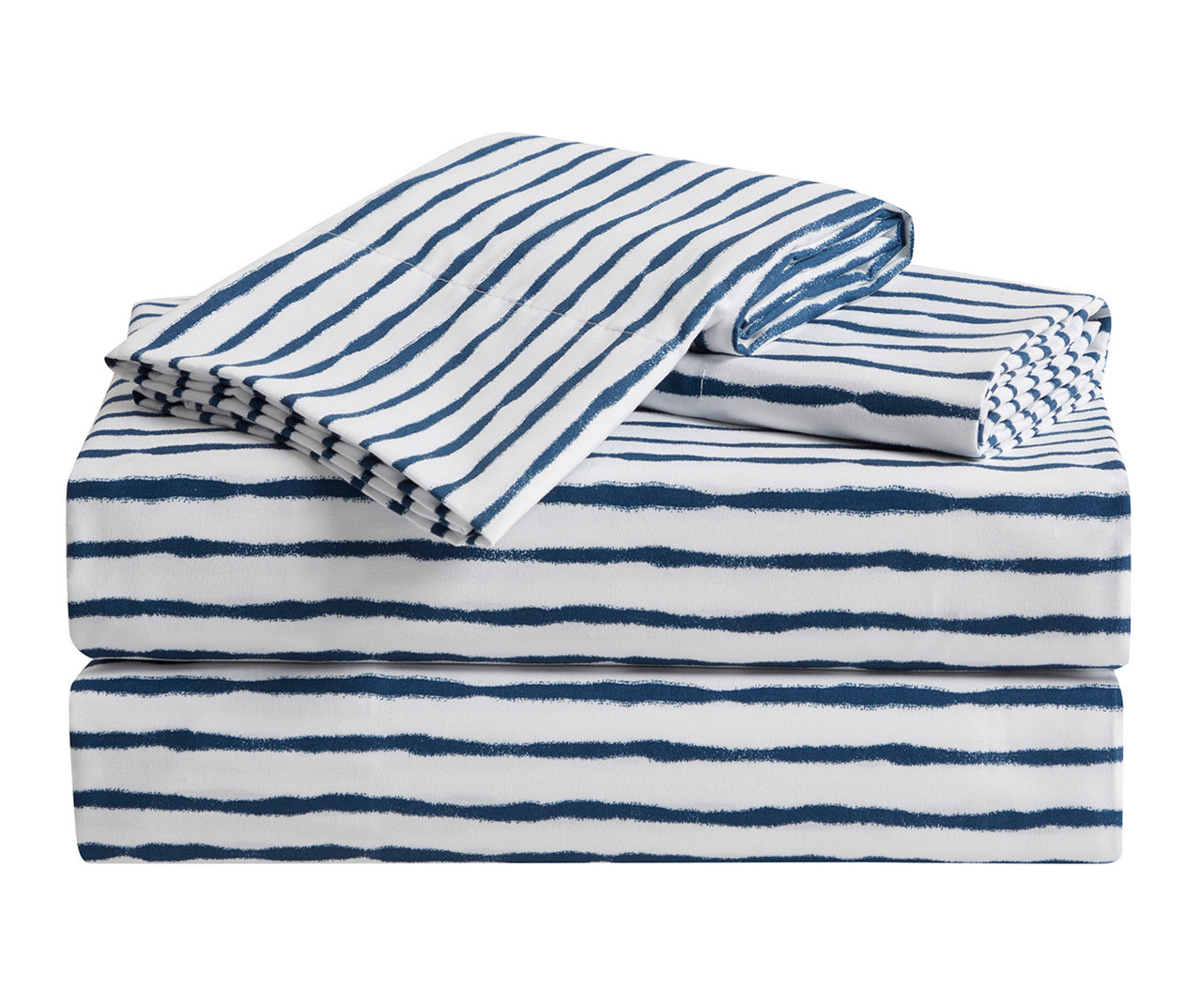 White & Navy Stripe King 4Piece Sheet Set Big Lots