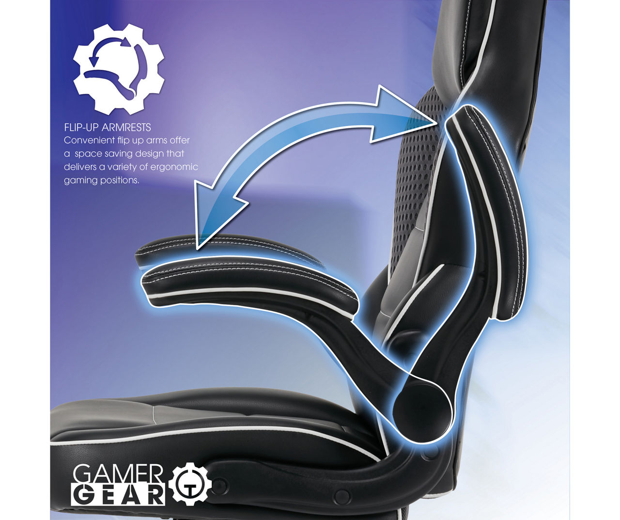 Gamer Gear Gaming Office Chair with Extendable Leg Rest, White and