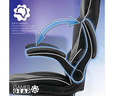 White & Black Faux Leather Gaming Chair