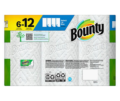 Select-A-Size Paper Towels, White, 6 Double Rolls = 12 Regular Rolls, 6-Count