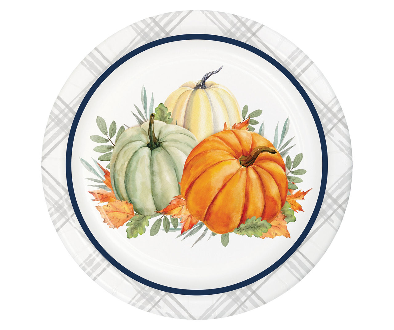 Pumpkin & Plaid Paper Dessert Plates, 30-Count