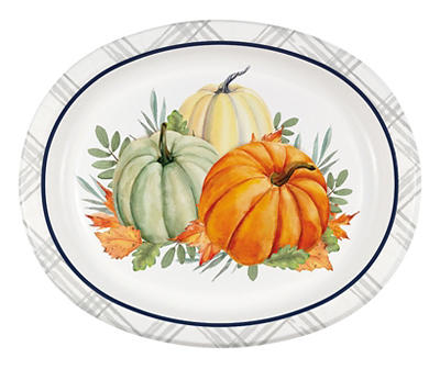 Pumpkin & Plaid Paper Platter Plates, 8-Count