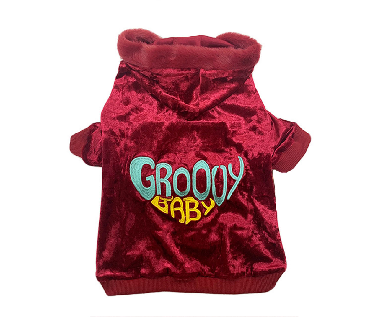 Pet X-Large "Groovy Baby" Red Velvet Hoodie
